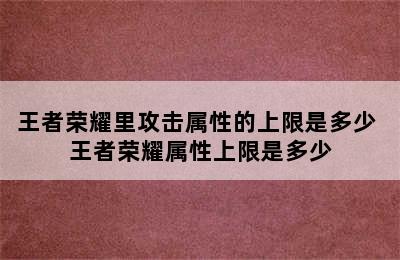 王者荣耀里攻击属性的上限是多少 王者荣耀属性上限是多少